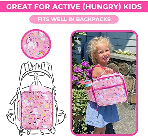 kinsho Köteg Bento Box Ebédet, a Lányok, 3+ Éves (Rózsaszín Egyszarvú) + Ebéd Bag, a Lányok, a Jég, (Rózsaszín Egyszarvú)