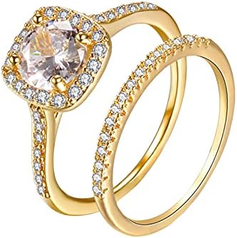 2023 Új 69 Db Méret Két Arany Gyűrű, Ékszerek, Strasszos Fehér Gyűrű Esküvői Női Gyűrű Tartani Gyűrűk Együtt (Arany, 8)