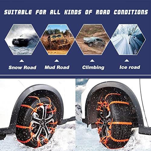 Gépjármű-Anti-Skid Lánc,Újrafelhasználható Anti hólánc Autós,Univerzális, Állítható Sürgősségi Hordozható Hó hólánc a gépkocsi SUV Platós