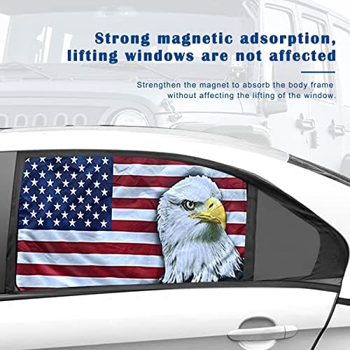 Dewkou 2 Pack Autó Szélvédő Nap Árnyékban, Amerikai Sas Zászló USA Hazafias Design Hátsó Oldalsó Ablak, Napernyő, Napellenző,