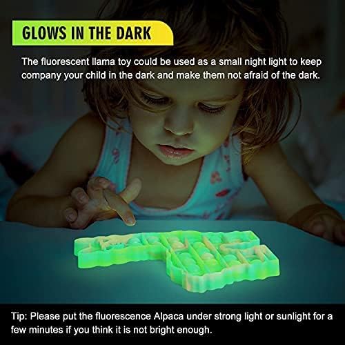 WHATOOK Világít A Sötétben Fidget PoP Játék Egyszarvú pedig Láma Lányoknak:Fluoreszkáló Buborék Szenzoros Stressz, Nyugtalan Szorongás