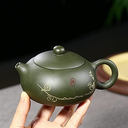 SoGuDio Gyógynövény Tea-Fű Lila Agyagedényt Nyers Érc Zöld Agyag Teljes Mértékben Kézzel Készített Lapos Xishi Pot Készült Zöld Sár Drinkware