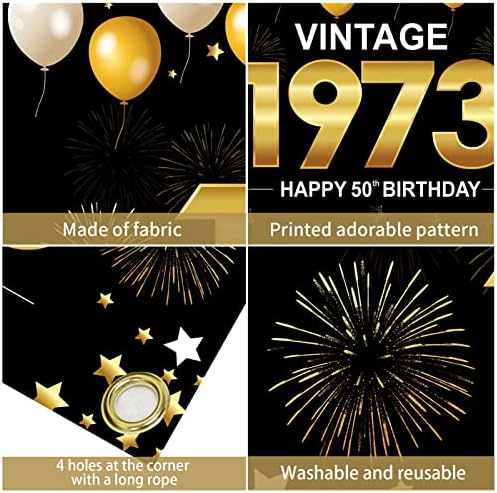 50 Születésnapi Banner Háttér Dekoráció Férfiak, Nők, Fekete Arany Boldog Ötven Szülinapi Jele, Party Kellékek, Vintage