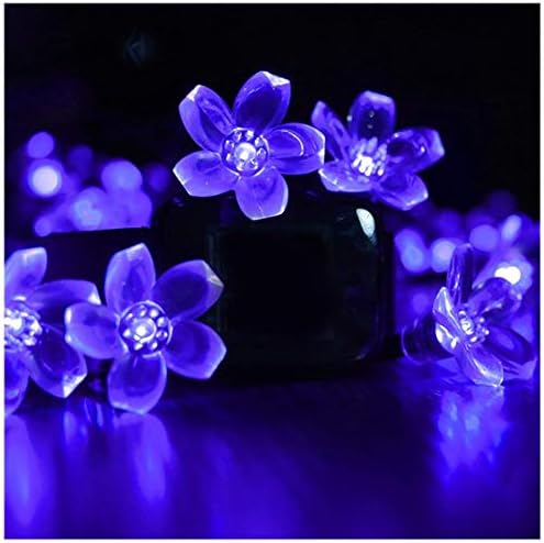 SEMILITS Kültéri Napelemes String Fények 50LED Virág Alakú Napenergia tündérfény Karácsonyra Kerti Dekoráció Kék