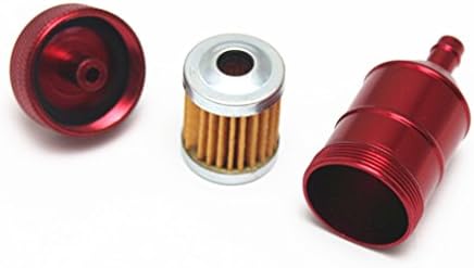 E-Tesó Alumínium Üzemanyag Szűrő Mosható Motor Újrafelhasználható 1/4 5/16 (Piros)