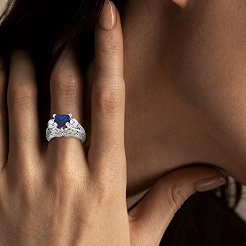 2023 Új Női Gyűrű Színes Cirkon Esküvői Ékszerek Gyűrűk Mérete Alufelni 610 Ajándék Ujja Tele Pecsétgyűrű (Kék, 6)