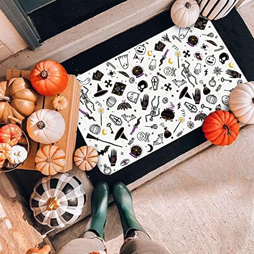 Halloween Szőnyeg 18x30 Halloween Dekoráció diatomaföld Szőnyeg Csúszásmentes Szőnyeg Szuper Nedvszívó Gyors Száraz Gumi Támogatta