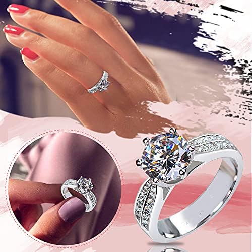 2023 Új Ékszer Gyűrű Gyűrű Cirkónia Ajándék Női Nők Csillogó Gyűrűk Kaktusz Gyűrűk (Fehér, 5)