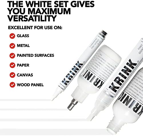 Krink Paint Marker 4-Pc-Fehér Set - Graffiti Markerek Csomag 4 magában Foglalja a K-60 Mop - K-66 Labda-Pont - K-42 Golyó-Tip
