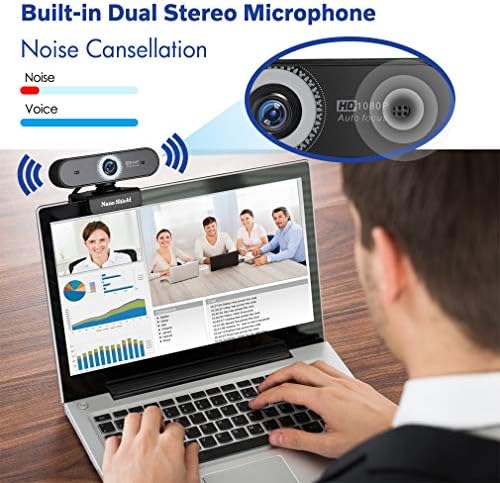 Autofókusz Webkamera Mikrofonnal, Trobing 1080p Full HD webkamera USB Széles Képernyő Streaming Webcam Számítógép, Fényképezőgép,