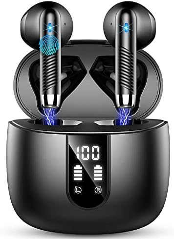 A vezeték nélküli Fülhallgatót Bluetooth 5.3 Fejhallgató Tiszta Hang, 40H Játék, Sport Fülbe Touch Control LED Digitális Kijelző,