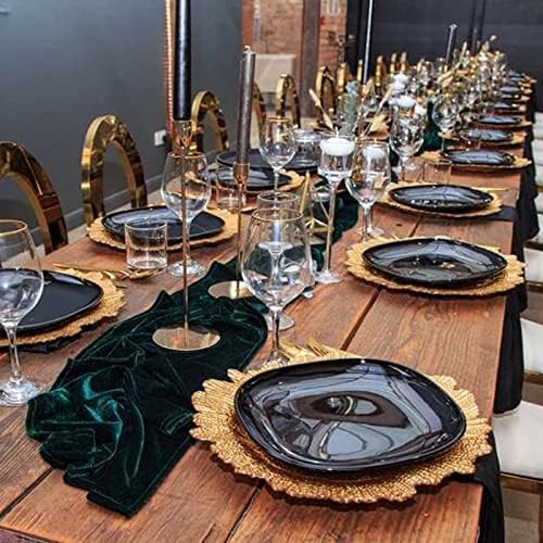 Luxus Bársony asztali Futó, 10ft Esküvő Dekoráció, 20x120inch Puha Bársony, Szövet, asztalnemű Overlay, Esküvői asztali futó(Smaragd