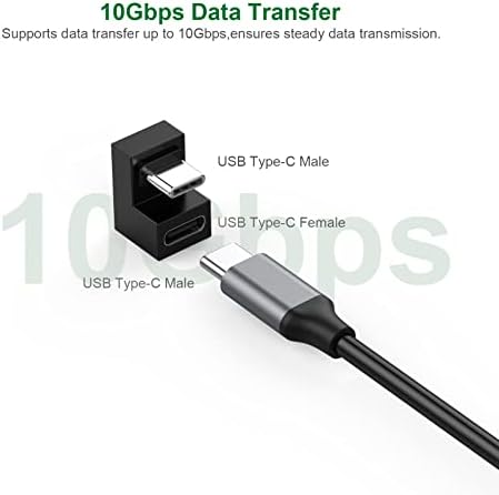 2DB U-Alakú USB-C-USB-C Női Férfi Bővítő Adapter Átalakító Támogatja a 4K Videó & Audio, 10 gbps adatátviteli & PD Gyors Töltés