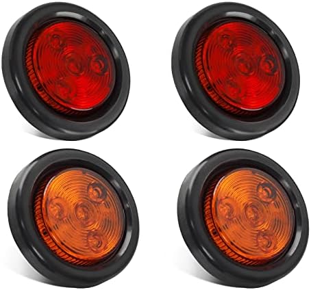 Partsam 4db 2 Kör LED Piros/Sárga Clearance/Oldalsó Helyzetjelző Fény fiatalok mount w/Reflex, 2 Hüvelykes LED-es Pótkocsi Világítás