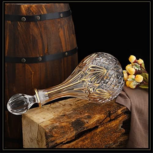 MJWDP Botol Anggur Kristal Mewah dan Gelas Piala 7-darabos Készlet Haza Whisky Brandy Gelas Kaca Pelek Emas Merah Botol Anggur Derítő