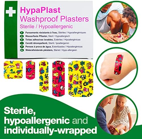 Első a biztonság Támogatási Csoport HypaPlast Gyermekek Washproof Vakolatok, Válogatott (Csomag 100) Steril Hypallergenic