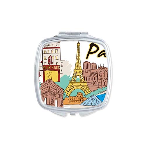 Franciaország, Párizs-Eiffel-Torony Akvarell Tükör Hordozható Kompakt Zsebében Smink Kétoldalas Üveg