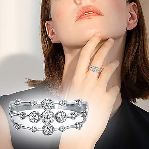 VEFSU Divat Női Gyémánt Áttört Gyűrű Cirkon Eljegyzési Gyűrűt Lábujj Gyűrű Készlet (Ezüst, 10)