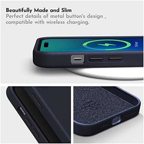 SURPHY Tervezett Műbőr iPhone 14 Pro Max Esetében képernyővédő fólia (6.7 hüvelyk), Fém Gombok & Mikroszálas Bélés Bőr Telefon