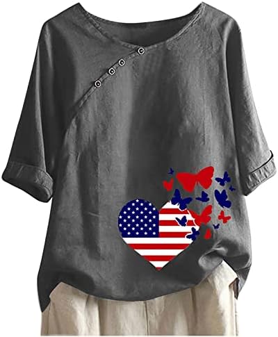 Július 4-én Tshirt a Nők USA Zászló Nyári Alkalmi, Rövid Ujjú Legénység Nyak Tunika Maximum Csillagok Csíkos Tie-Dye Kényelmes Pólók Felsők