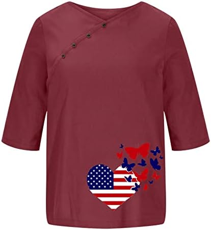 Július 4-én Tshirt a Nők USA Zászló Nyári Alkalmi, Rövid Ujjú Legénység Nyak Tunika Maximum Csillagok Csíkos Tie-Dye Kényelmes Pólók