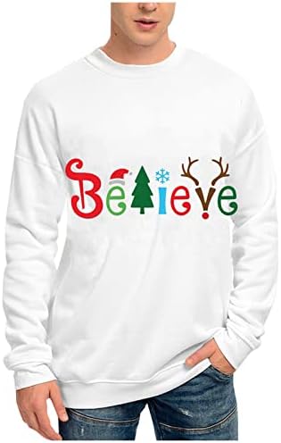 XZHDD Karácsonyi Melegítőfelső a Férfi, Karácsonyi Hóember, Rénszarvas Nyomtatás Hosszú Ujjú T-shirt Fél Alkalmi Sleeve Pulóver Őszi