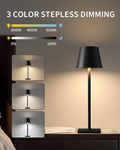 KDG 2 Pack Vezeték nélküli asztali Lámpa,Hordozható asztali LED Lámpa, 5000mAh elemes, 3 Szín Fokozatmentes Fényerő Fel, az Étterem/Hálószoba/Rács/Kerti
