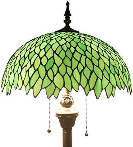 WERFACTORY Tiffany állólámpa Zöld lila Akác ólomüveg Álló olvasólámpa 16X16X64 Cm Antik Stílusú Pole Sarki Lámpa Decor Hálószoba,