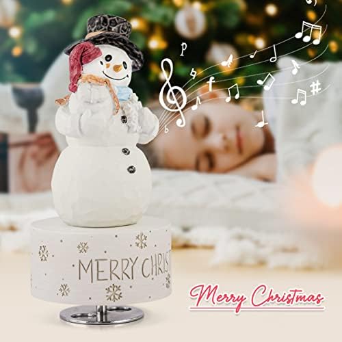 Bowu Hóember Music Box Figruine, Faragott, Kézzel Festett Zenei Ábra Boldog Karácsonyt Figura a Lányom, Fiam Karácsonyi Ajándék