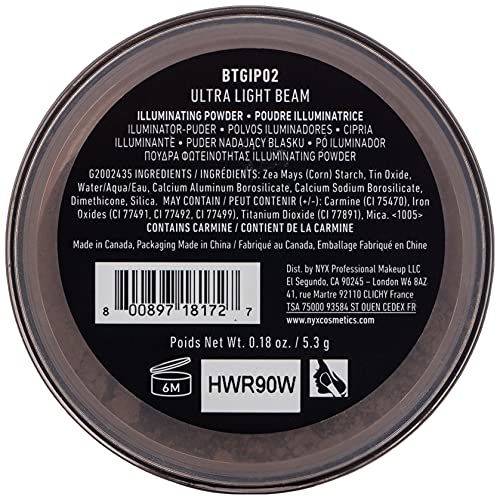 NYX Professzionális Smink Született, hogy a Glow Világító Laza Por - Ultra Light Beam - 0.18 oz