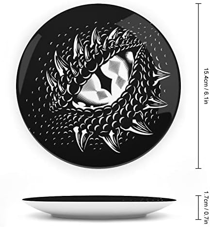 Fekete-fehér Sárkány Szeme Vintage Design Csont Kína Dekor Lemez állvánnyal Kerek Dekoratív tábla Haza Inog-Lemez