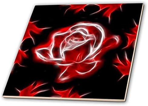 3dRose Gyönyörű Fekete Piros Füstös Rózsa a Tövisek Között Fraktál Absztrakt Művészet - Kerámia, 4 hüvelykes (ct_216212_1)