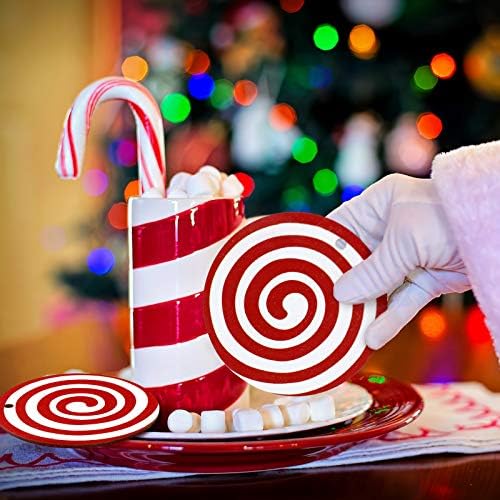 Karácsonyi Lollipop Dísz, Piros, Fehér, Lollipop Minta Karácsonyi Díszek Fából készült karácsonyfa Lógó Díszek a Kötelet az Otthoni Karácsonyi