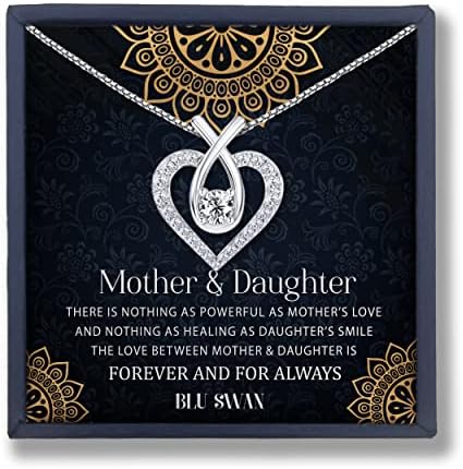BLU HATTYÚ 925 Sterling Ezüst Infinity Szív Nyaklánc - anyák Napja Különleges, Ideális Ajándék Anya Lánya, Szerelmes Szív Medál - Tökéletes