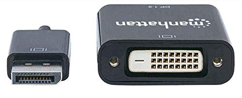 Manhattan DisplayPort 1.2 Egy DVI-D Adapter, DisplayPort 1.2 Egy Férfi, DVI-D, Női, Aktív, 23 CM-es (9.), Fekete