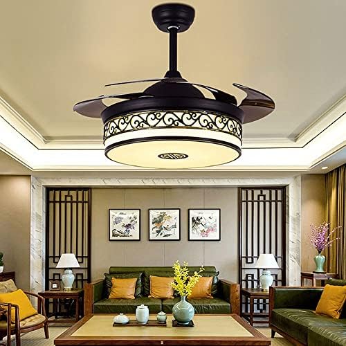 Gyári Ár Kínai Hotel Inn Ventilátor Csillár Retro Szövet Távirányító Mennyezeti Ventilátor Lámpa LED Trikromatikus Tompítása ABS