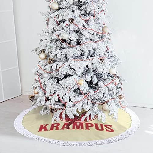 Boldog Krampusz karácsonyfa Mat Szoknya Fa Alap Fedezi Bojtos Holiday Party Karácsonyi Dekoráció 48x48