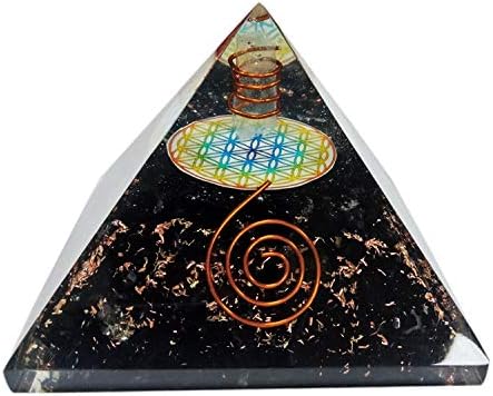 Orgon Piramis Nagy Turmalin Kristály Energia Generátor EMF Védelem Gyógyító Meditáció (Virág az Élet)