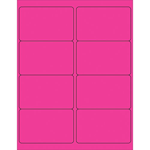 Téglalap Lézer Címke/Matricák, 4 x 2 1/2, Fluoreszkáló Rózsaszín, (800 Címke / karton)