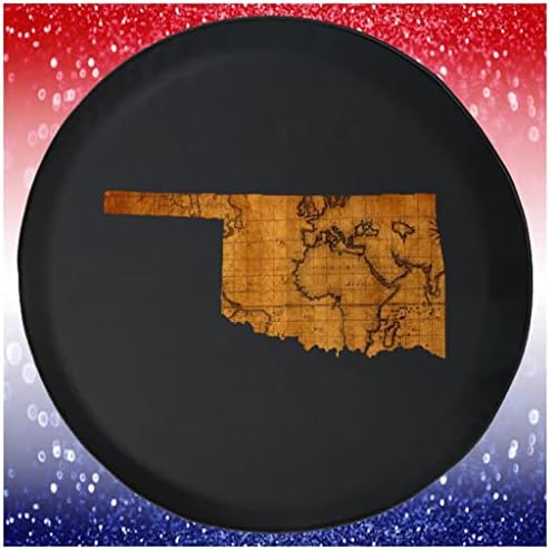 Nagy Pótkerék Fedél OklahomaOld World Travel Térkép Fekete 35 Inch