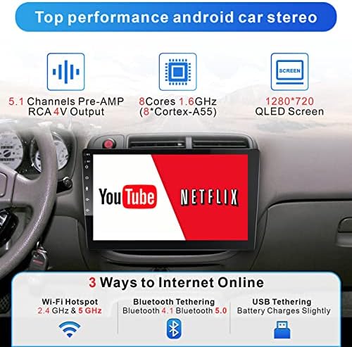 Dupla Din autórádió Vezeték nélküli CarPlay Android Auto, Levehető QLED 10 Colos Érintőképernyő Android autórádió, 8Core 4GB+64 gb-os Audio