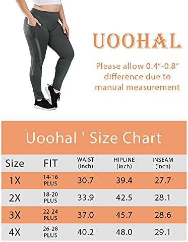 Uoohal Plus Size Aktív Leggings a Nők Magas Derék Jóga Nadrág Zsebébe Futó Edzés, Sportos Nadrág