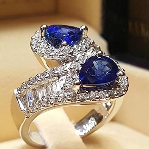 2023 Új Ajándék, Luxus Vágott Víz Ékszerek Csepp Kézzel készített Eljegyzési Gyűrű Nők Esküvői Gyűrű Rózsa Nyilatkozat Gyűrű (Kék, 9)