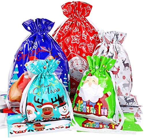 HOWAF Húzózsinórral Karácsonyi Csomagokat, 30DB Nagy Méretű Válogatott Táskák a Karácsonyi Komámasszony Táskák a Karácsonyi Party