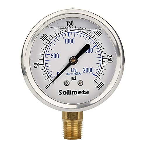 Solimeta 2-1/2 Dial Méretű, Olaj Tele Hidraulikus Nyomás Mérő, 300psi nyomásmérő, Víz Csaptelep nyomásmérő, víztartály nyomásmérő, 304