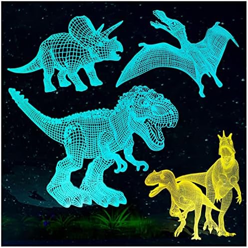 Dinoszaurusz Éjszakai Fény a Szobában 3D Dekor Lámpa, Fiúk, Gyerekek Ajándék - karácsonyi ajándéknak Király 16 Színek, 2 Lapos Táblák 5 Dinoszaurusz
