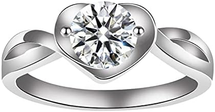 2023 Új Hercegnő Nők Személyre szabott Eljegyzési Szív Alakú Gyémánt Cirkon Gyűrű Gyűrű Forog Gyűrűk a Tizenévesek számára (Ezüst,
