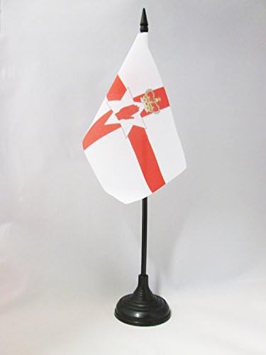 AZ ZÁSZLÓ Észak-Írország Táblázat Zászló 4 x 6 - Ír Asztal Zászló 15 x 10 cm - es Fekete Műanyag pálca, Bázis