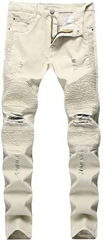 Andongnywell Férfi Slim Fit Jeans Hosszú, Vékony, feszes nadrágos Kényelem Egyenes Láb Farmer Nadrág Zip Pocket Deco
