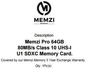MEMZI PRO 64 GB Class 10 80MB/s SDXC Memóriakártya Canon PowerShot A2600, A2550, A2500, A2300, A2200, A1400, A1300, A1200, A810,